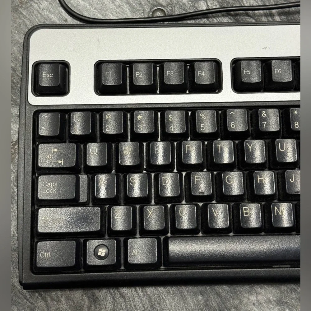 Silver and Black HP KU-0316 / SK-2885 Wired Computer Keyboard